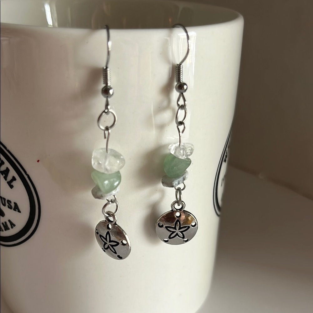 Sand dollar silver colored earrings